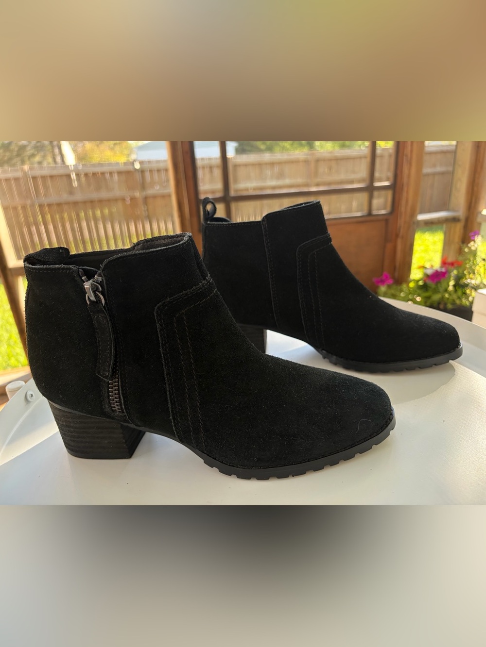 NWT Gianni Fermani Black Suede Boots Size 7 Leather Block Heel Minimalist Luxury